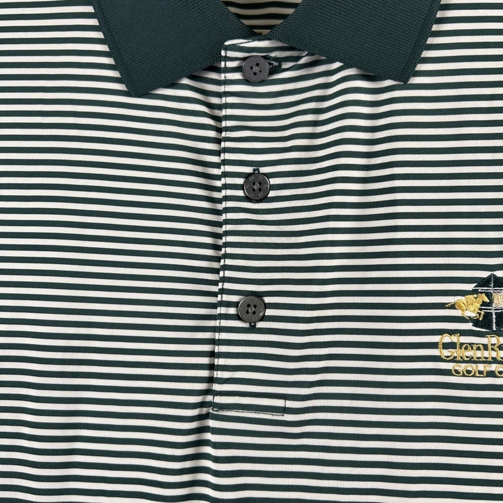 FootJoy Mens GlenRiddle Golf Club Striped Polo Shirt Green White XL Stretch FJ - Picture 3 of 9